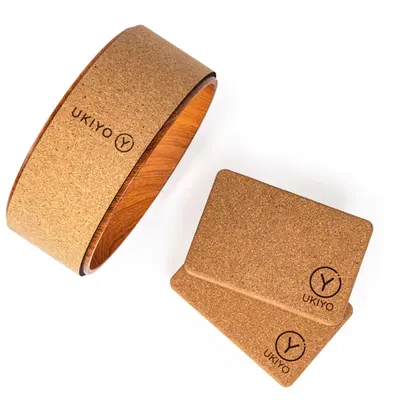 Ukiyo The Add−On − Cork Yoga Blocks & Wheel