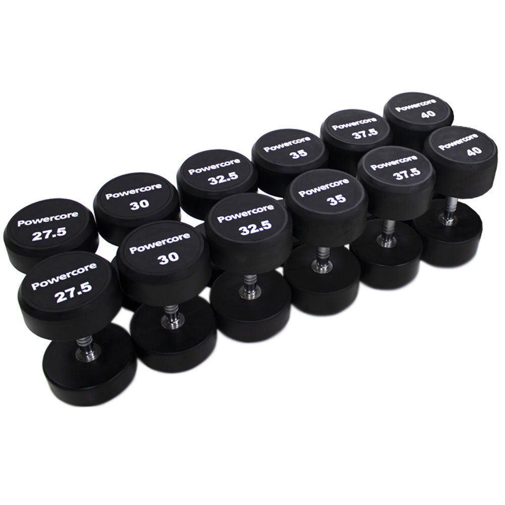 Powercore Powercore Rubber Dumbbells Set (27.5kg - 40kg)