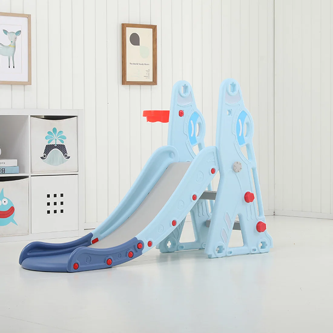 HOCC Rabbit Style Single Plastic Kids Slide - Blue