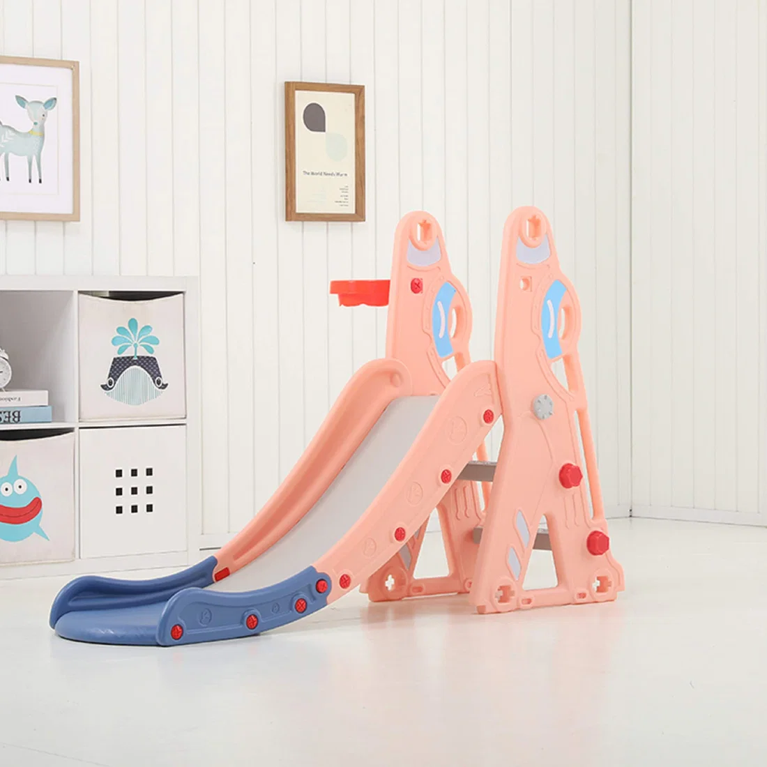 HOCC Rabbit Style Single Plastic Kids Slide - Peach