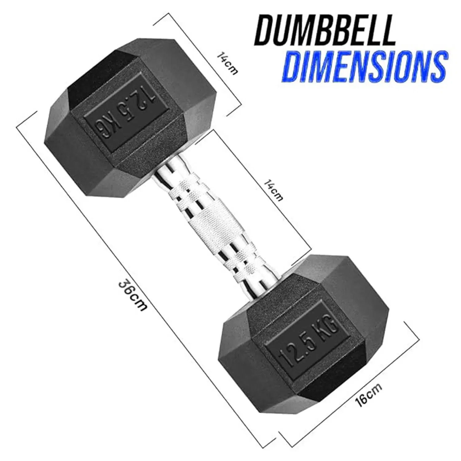 Therapy Fitness Hex Dumbbell - Cast Iron - 12.5 Kg