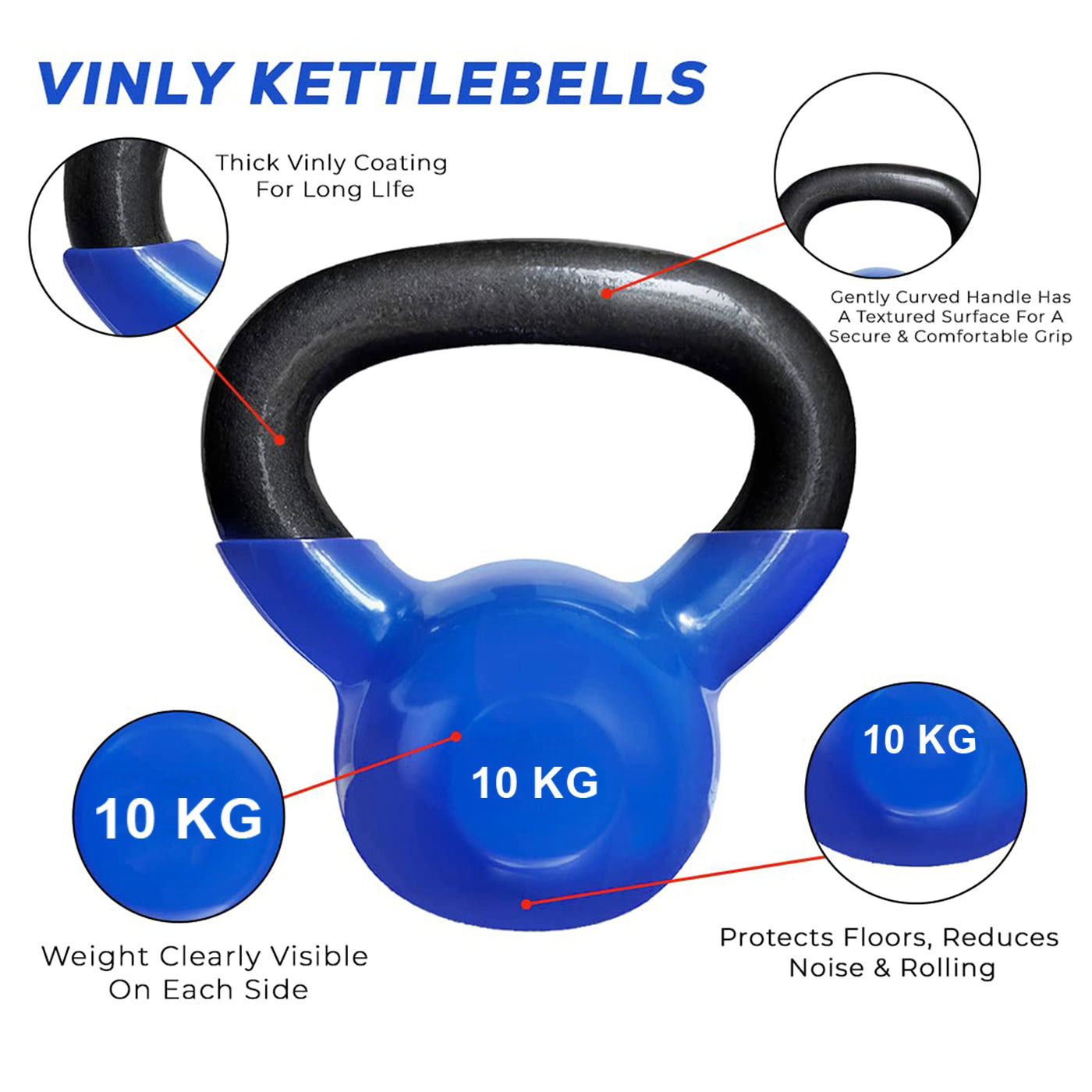 Therapy Fitness Vinyl Kettlebell - 10 Kg