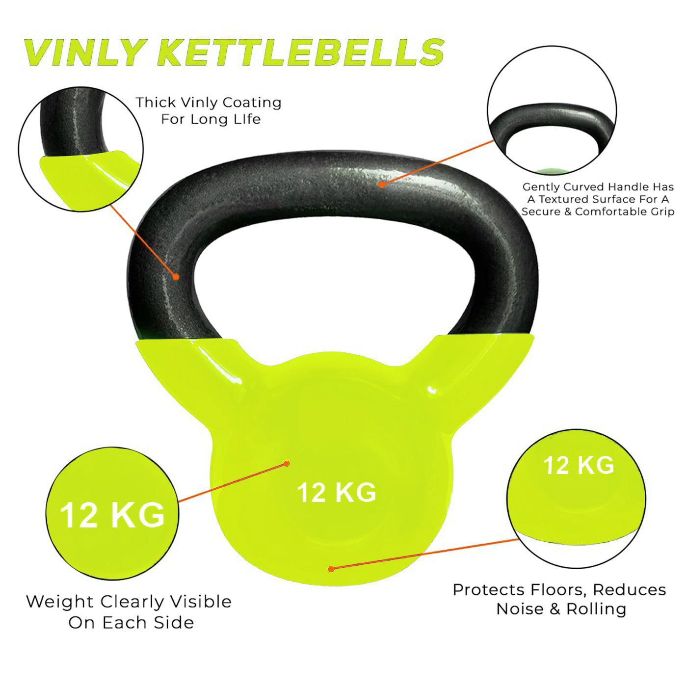 Therapy Fitness Vinyl Kettlebell - 12 Kg