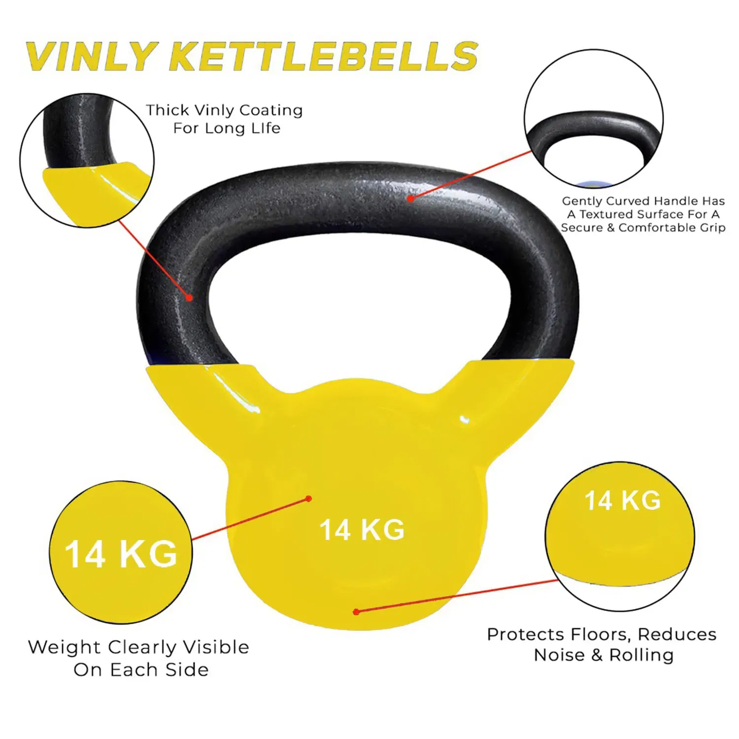 Therapy Fitness Vinyl Kettlebell - 14 Kg