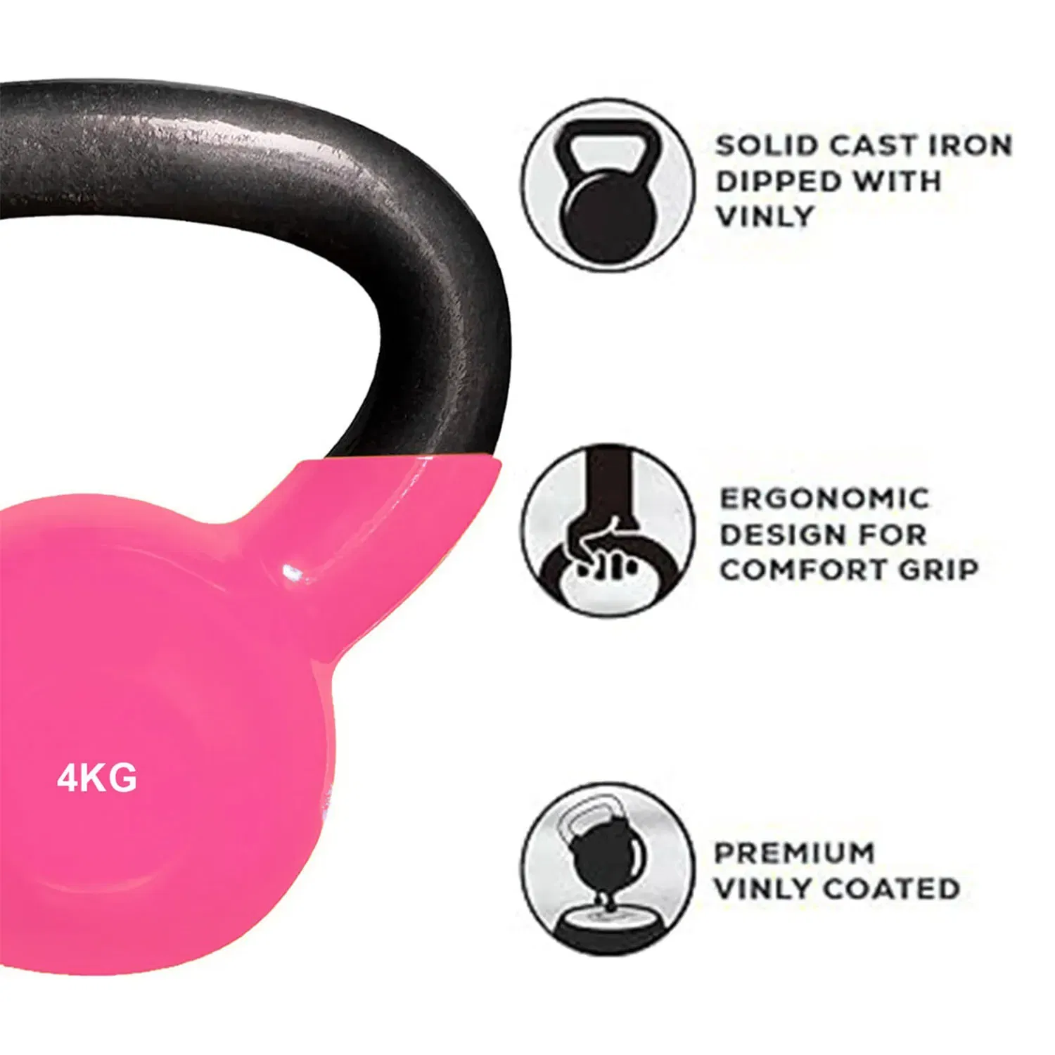 Therapy Fitness Vinyl Kettlebell - 4 Kg