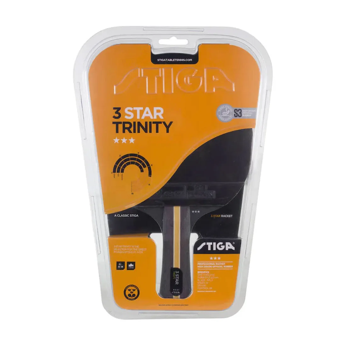 Stiga Trinity 3-Star Table Tennis Bat- Black/Red