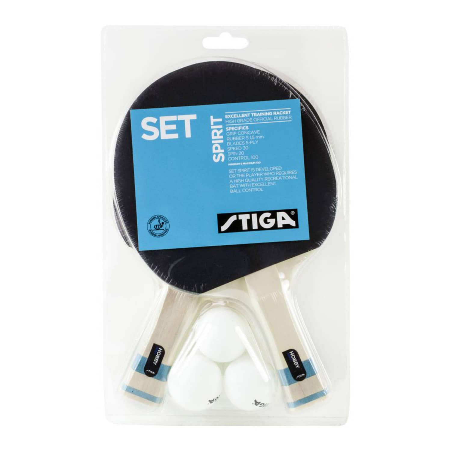 Stiga Set Spirit - 2 Bats And 3 Poly Balls