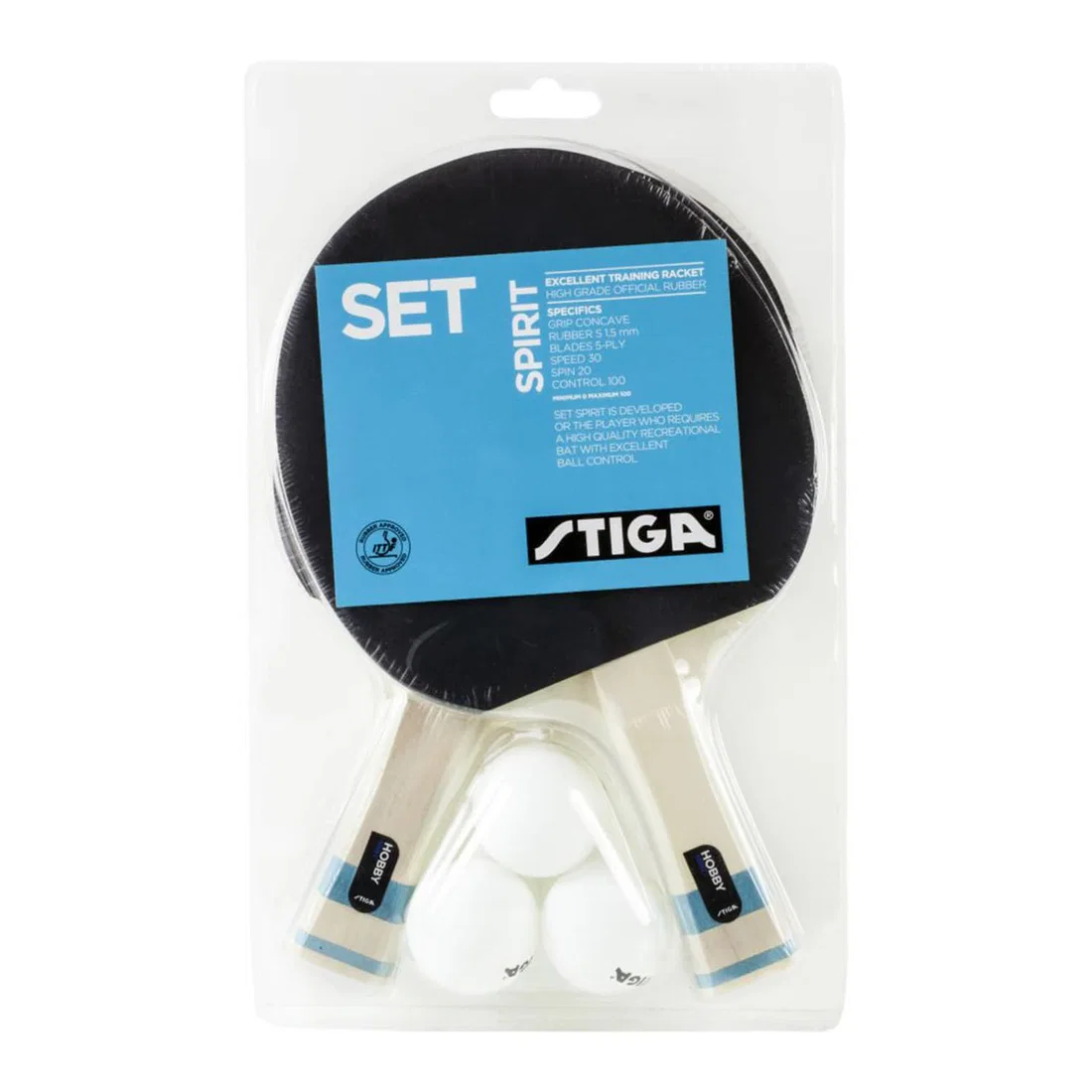 Stiga Set Spirit - 2 Bats And 3 Poly Balls