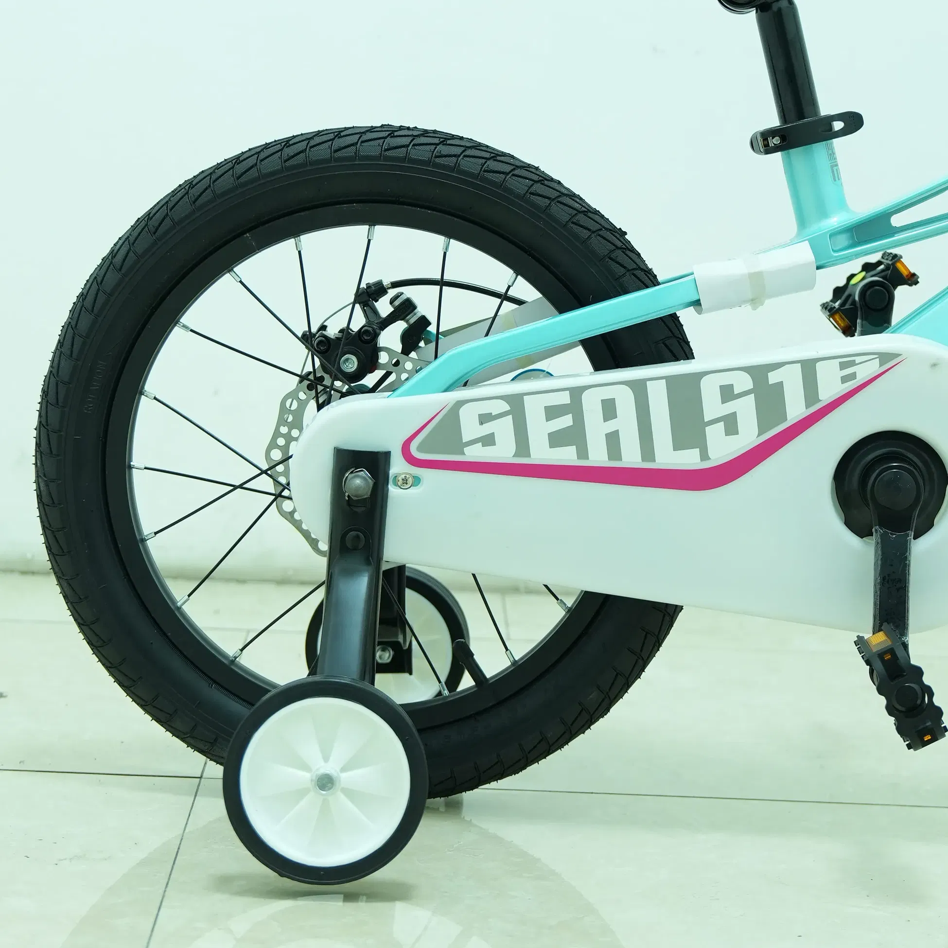 ترينكس دراجة أطفال مزودة بقرص فرامل مقاس 16 بوصة - Cyan White Rose Red