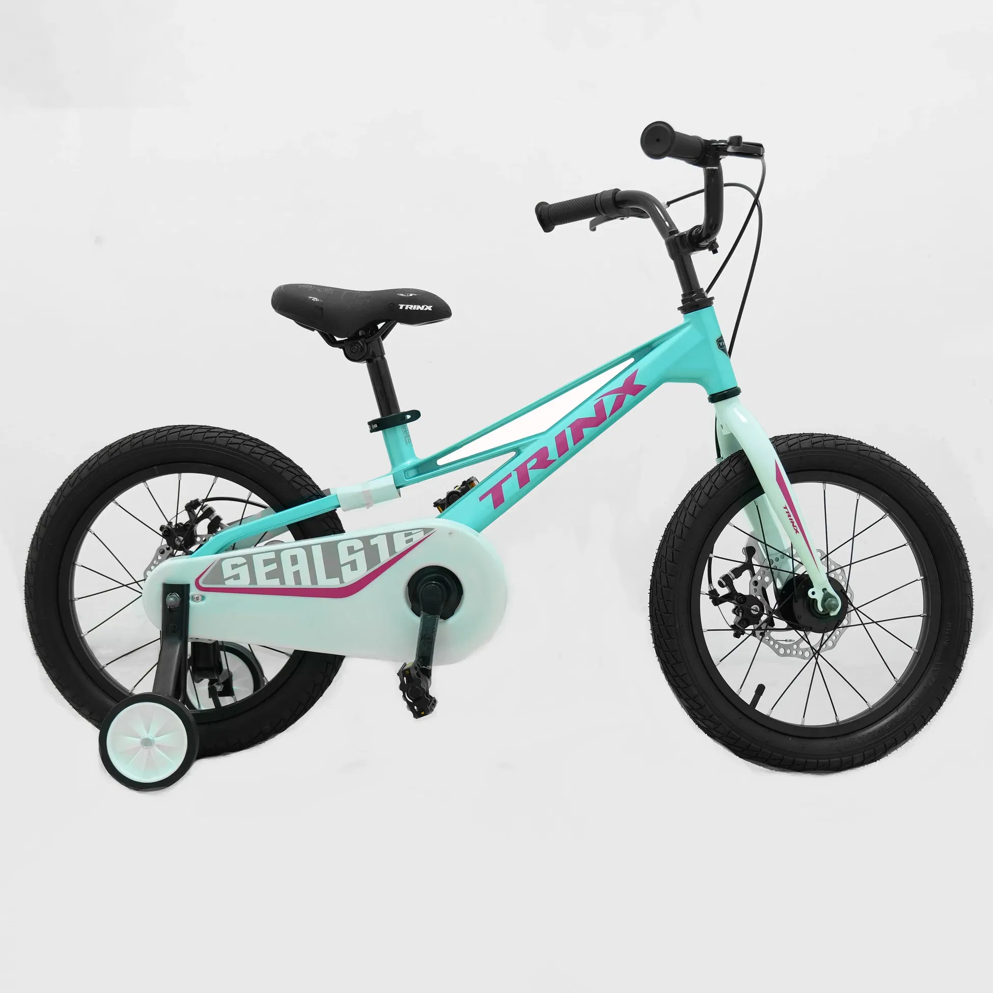 ترينكس دراجة أطفال مزودة بقرص فرامل مقاس 16 بوصة - Cyan White Rose Red