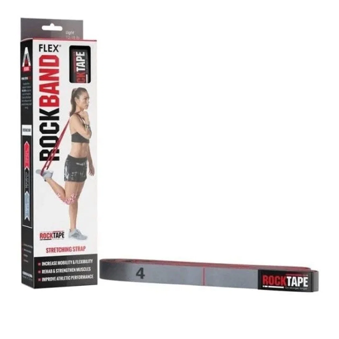 Rocktape RockBand Flex Ultra durable Resistance Bands with Handles and Loops - Light