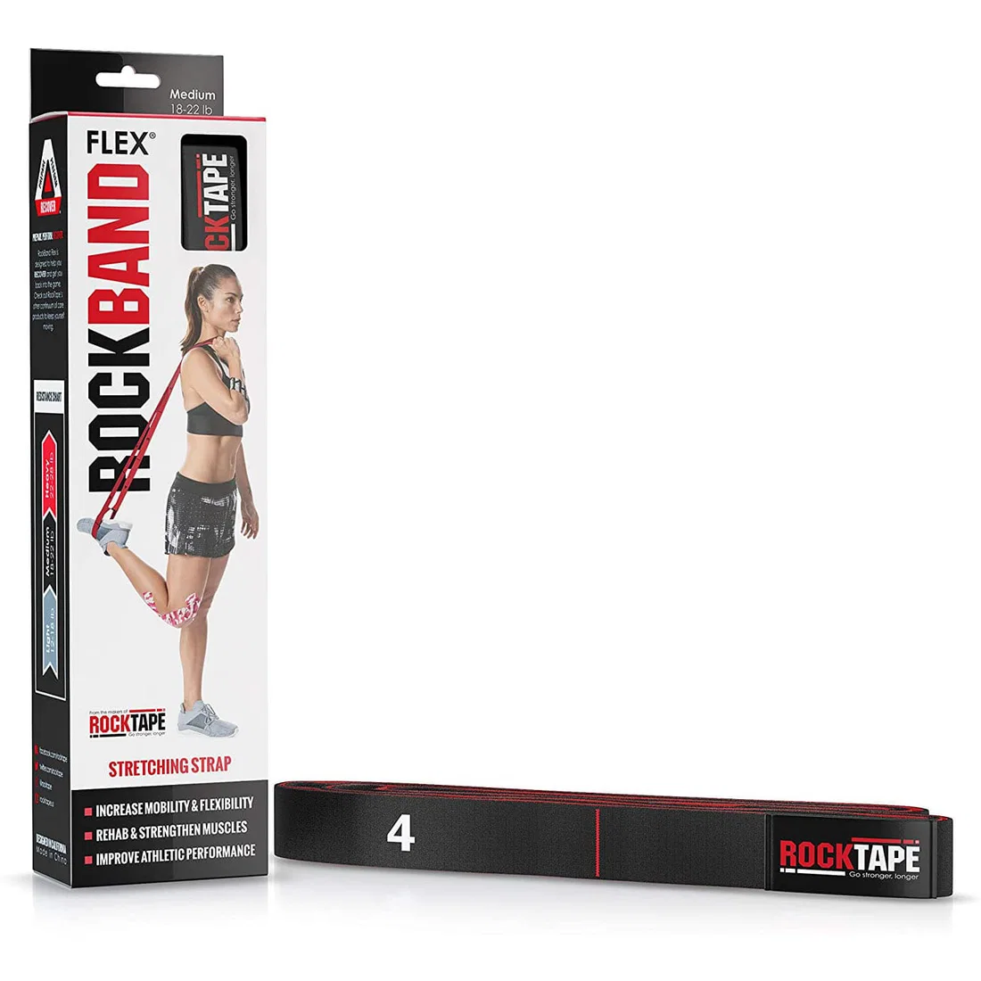Rocktape RockBand Flex Ultra durable Resistance Bands with Handles and Loops - Medium