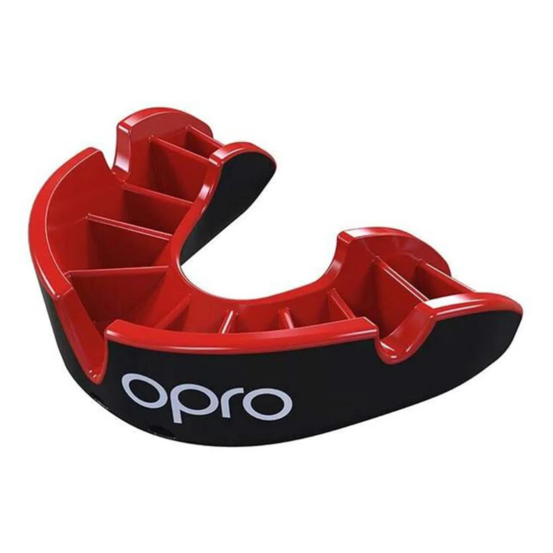 Opro Self-Fit Silver Adult Mouthguard - Black/Red