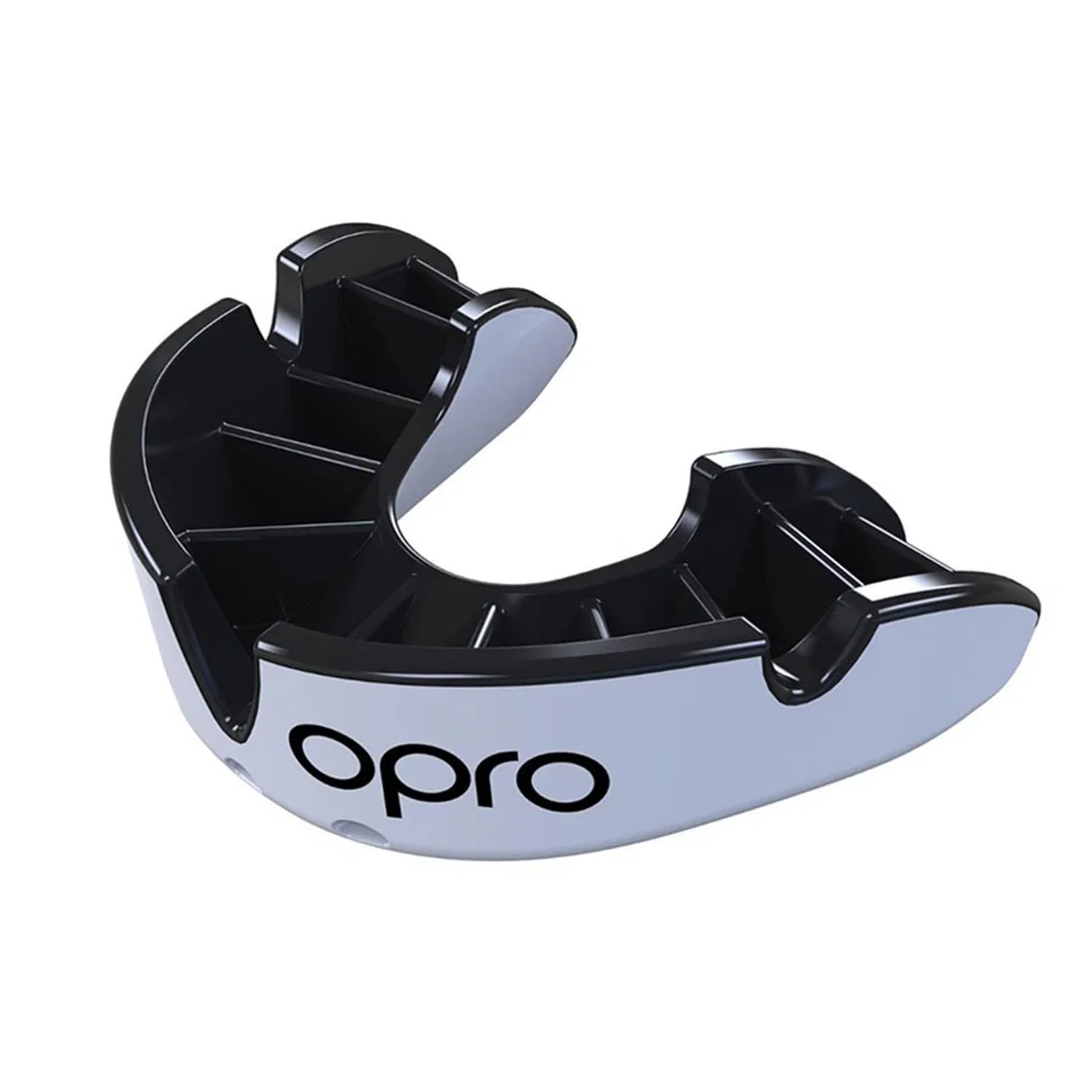 Opro Self-Fit Silver Adult Mouthguard - White/Black