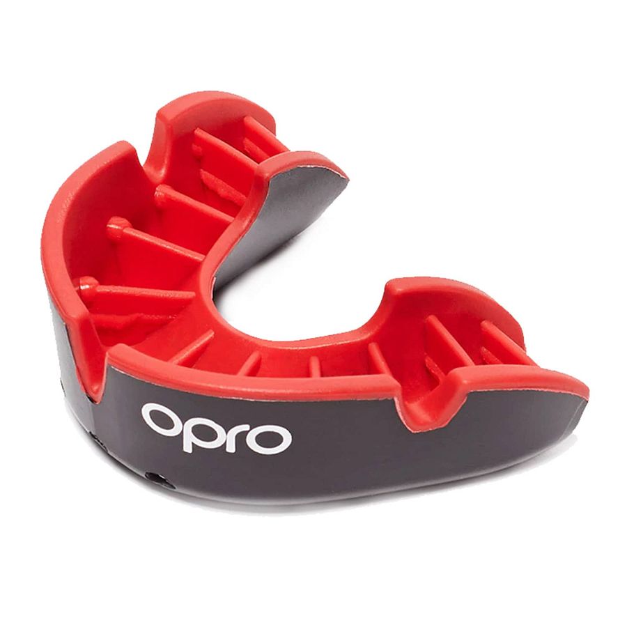 Opro Self-Fit Silver Youth Mouthguard-Black/Red