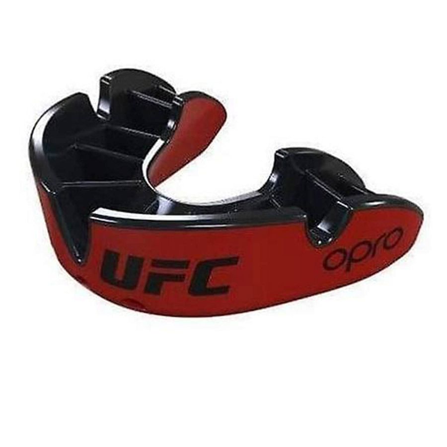 Opro Self-Fit UFC Silver Adult Mouthguard-Red/Black