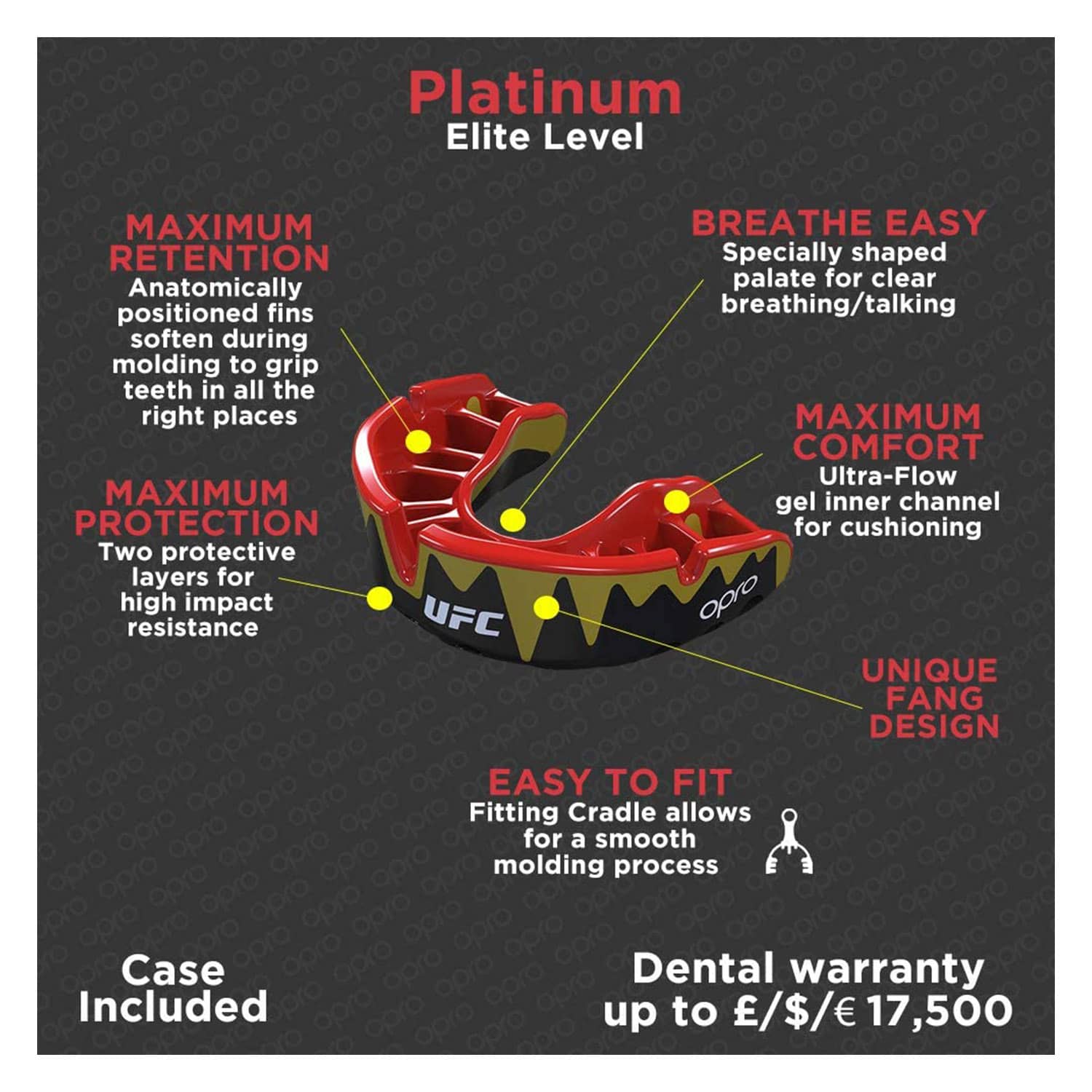 أوبرو واقي الفم المخصص للبالغين من UFC البلاتيني - Red