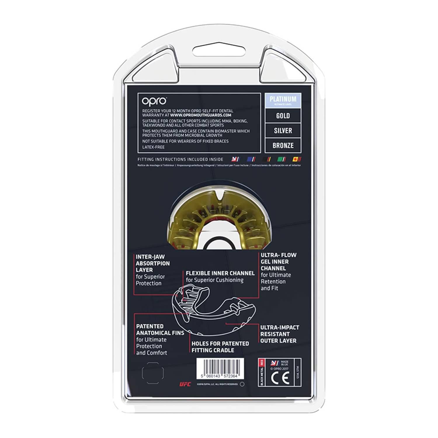 أوبرو واقي الفم المخصص للبالغين من UFC البلاتيني - Red
