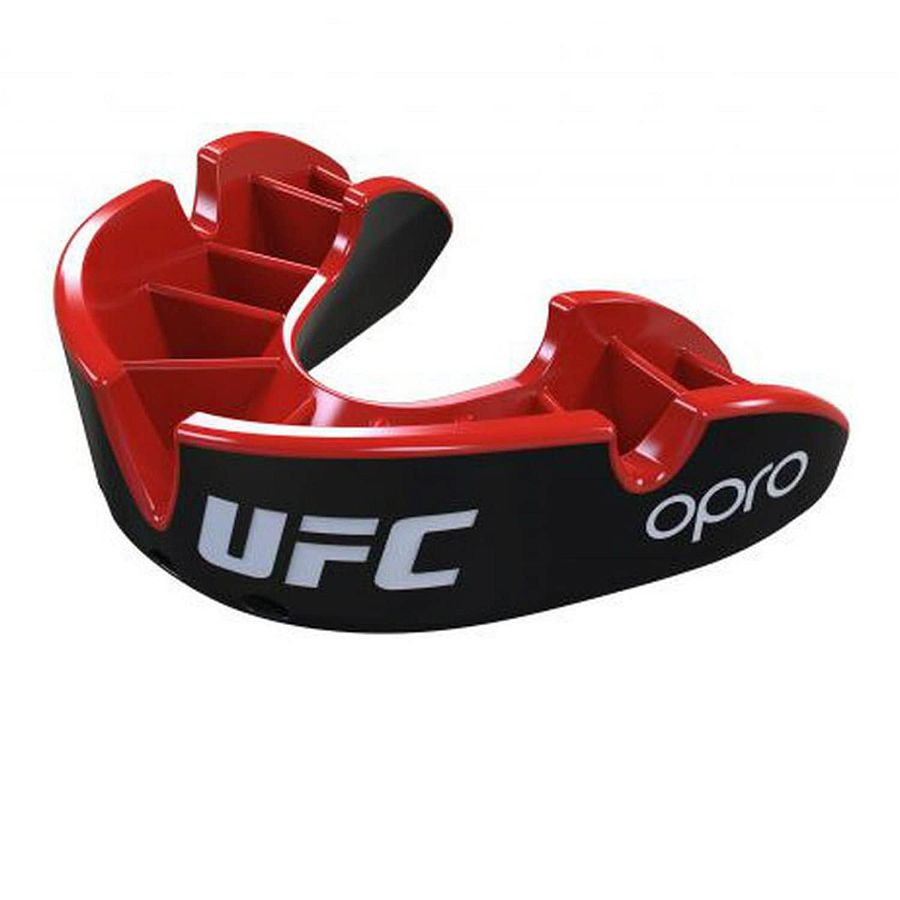 Opro Self-Fit UFC Silver Youth Mouthguard-Red/Black