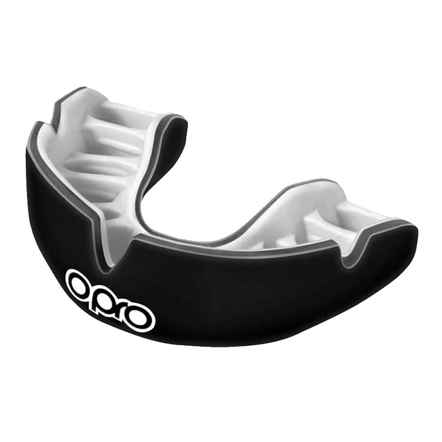 Opro Power-Fit Adult Mouthguard-Black/White