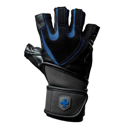Harbinger Training Grip Wrist-Wrap Gloves - Black/Blue - Small