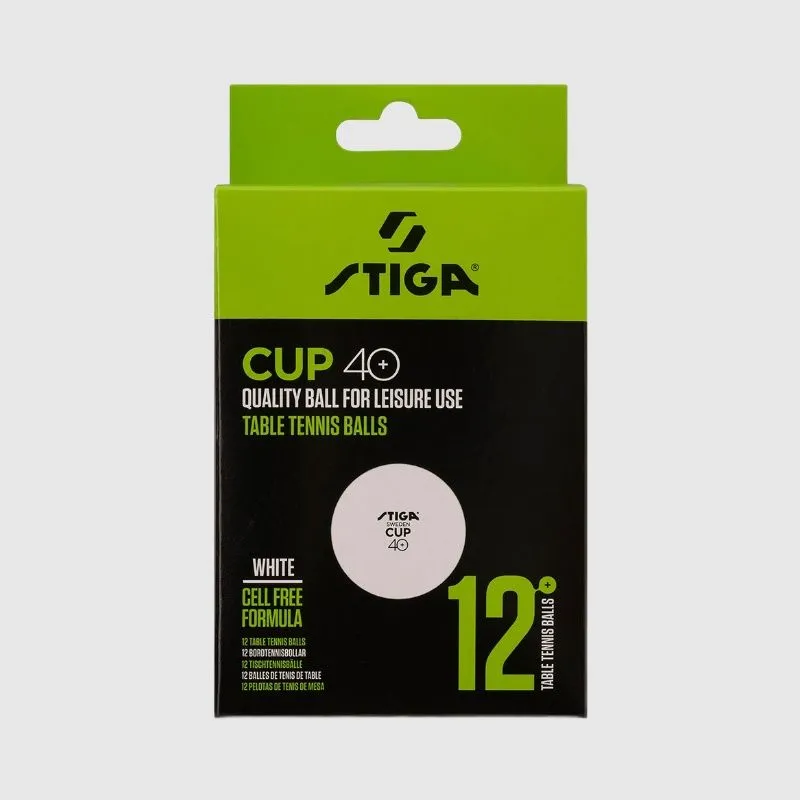 Stiga Cup 40+, White (Pack of 12 Balls)