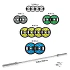 1441 Fitness  7 Ft Olympic Bar with Dual Grip Olympic Plates Set | 160 kg