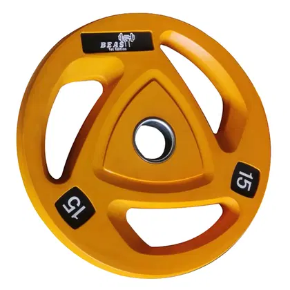 Beast Fitness PU Colour Olympic Weight Plate - 15 Kg - Single