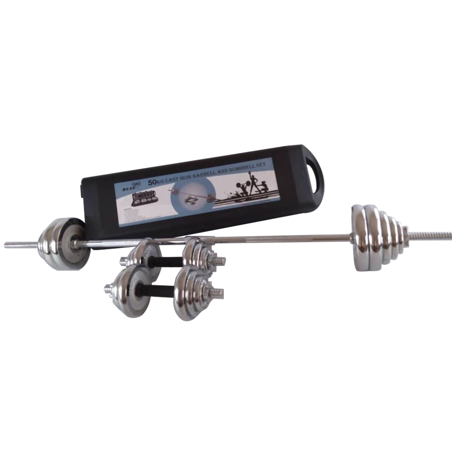 وحش اللياقة البدنية مجموعة رفع الأثقال والدمبل القابلة للتعديل من الحديد الزهر بقبضة غير قابلة للانزلاق بوزن 50 كجم