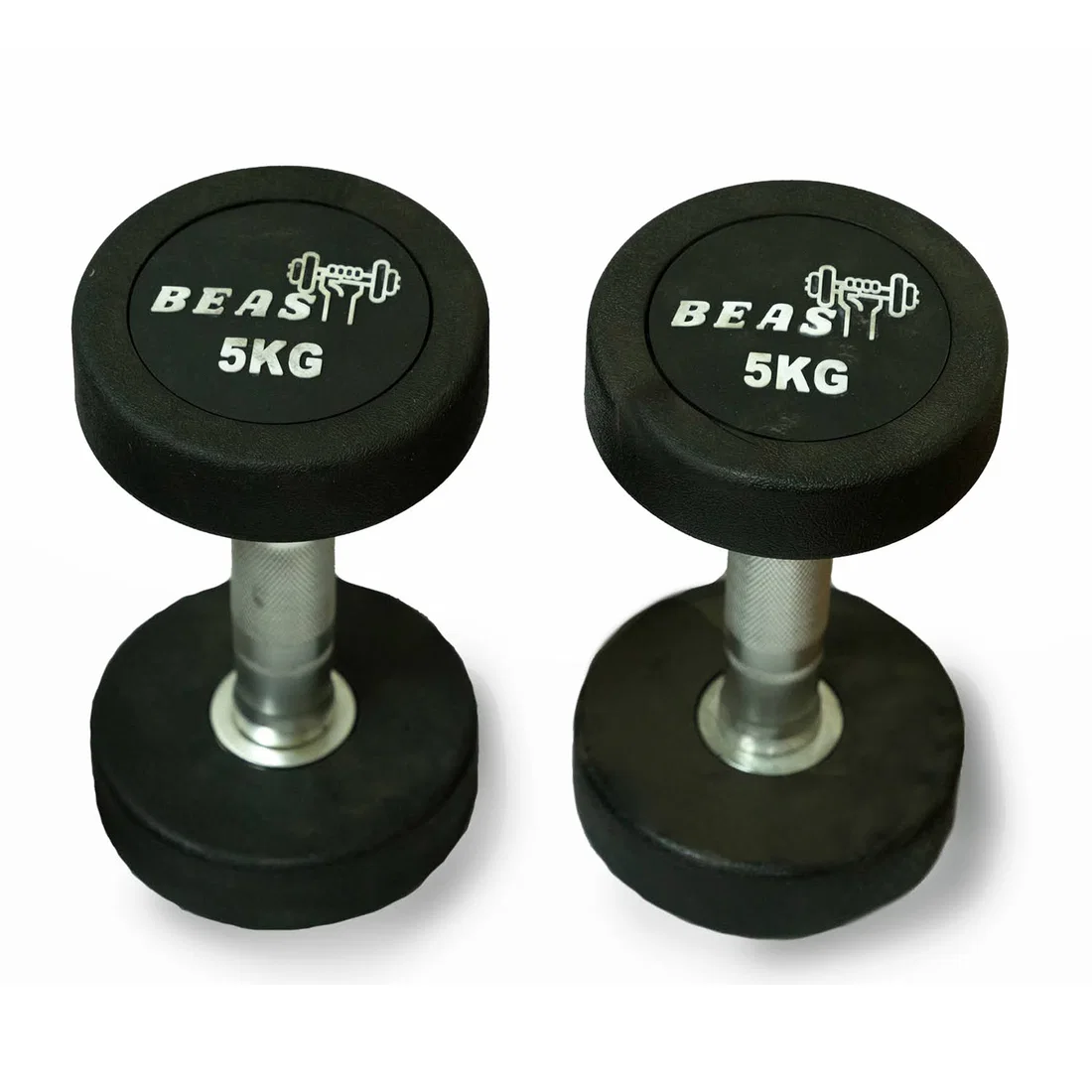 Beast Fitness Round Rubber Dumbbell - 5 Kg - Pair