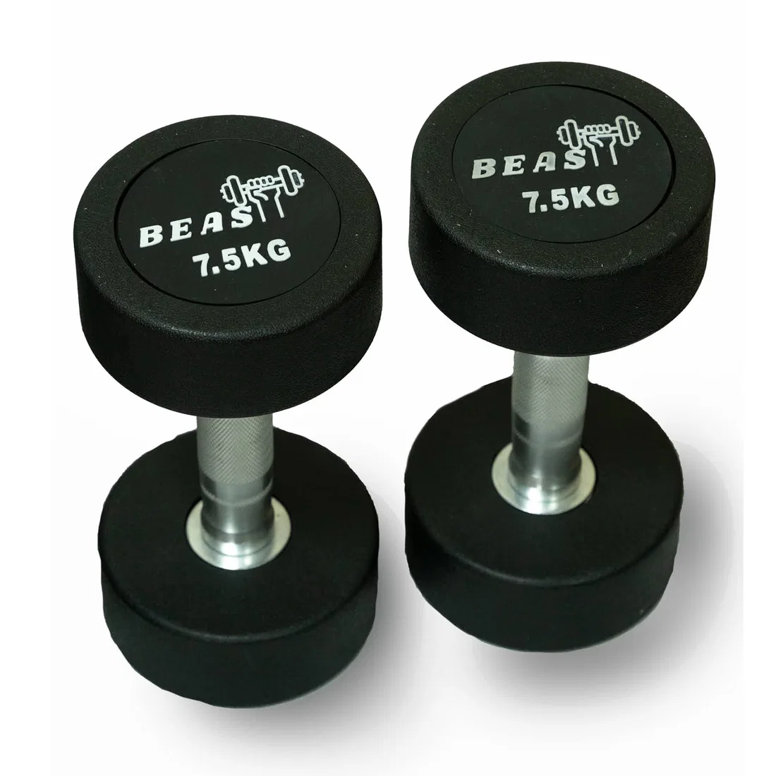 Beast Fitness Round Rubber Dumbbell - 7.5 Kg - Pair