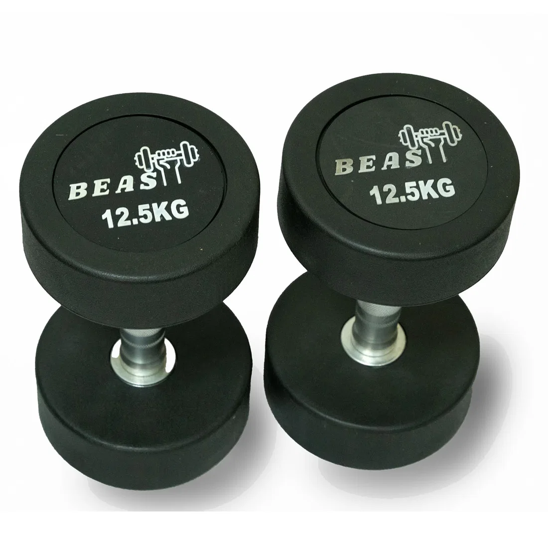 Beast Fitness Round Rubber Dumbbell - 12.5 Kg - Pair