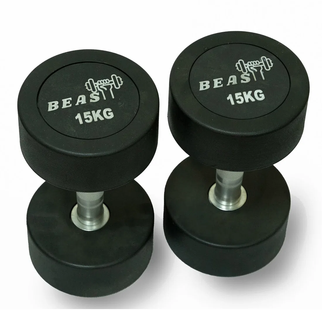 Beast Fitness Round Rubber Dumbbell - 15 Kg - Pair