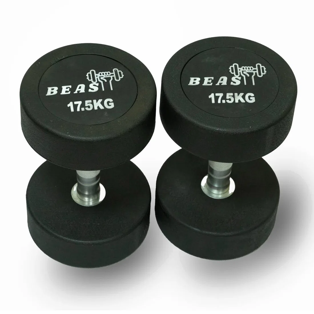 Beast Fitness Round Rubber Dumbbell - 17.5 Kg - Pair