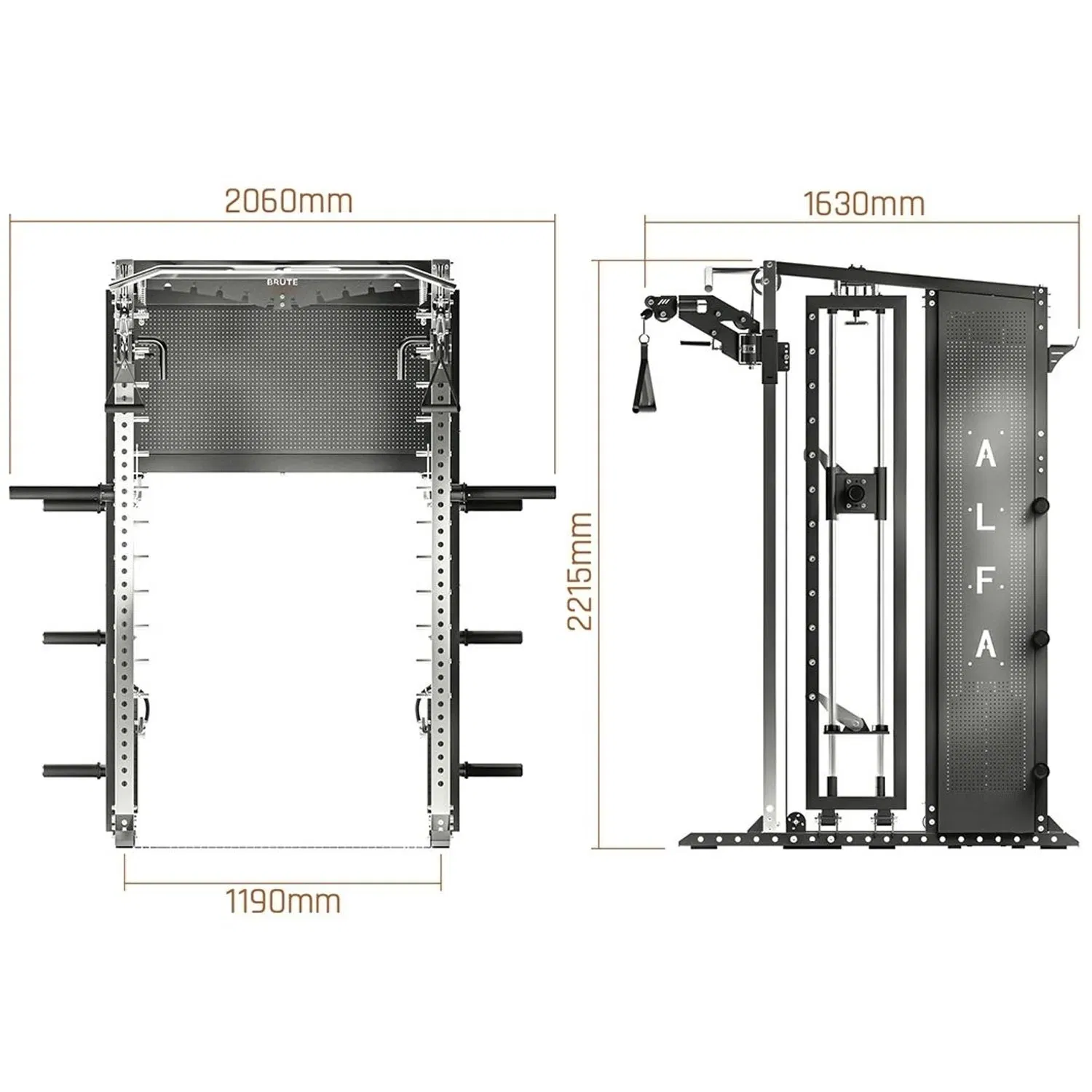القوة الغاشمة جهاز التدريب الوظيفي المتكامل ALFA مع جهاز سميث المتقارب
