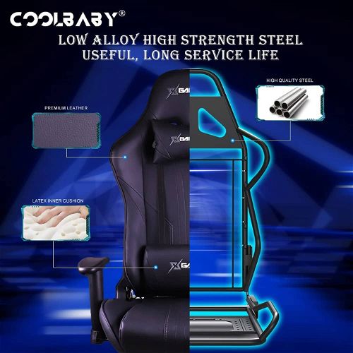 CoolBaby AM503 Ergonomic Gaming Chair With Massage, Recliner & 2D Adjustable Armrest-Black