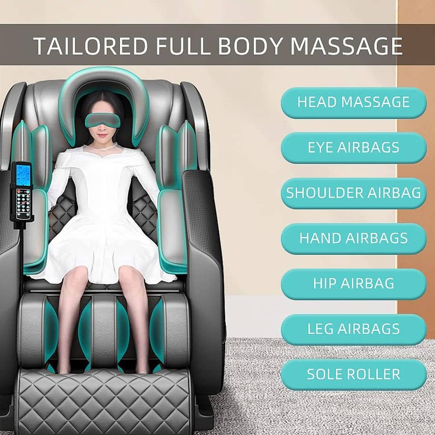 CoolBaby AMY-BK6 2D Full Body Massage Chair With Eye Massager - Black