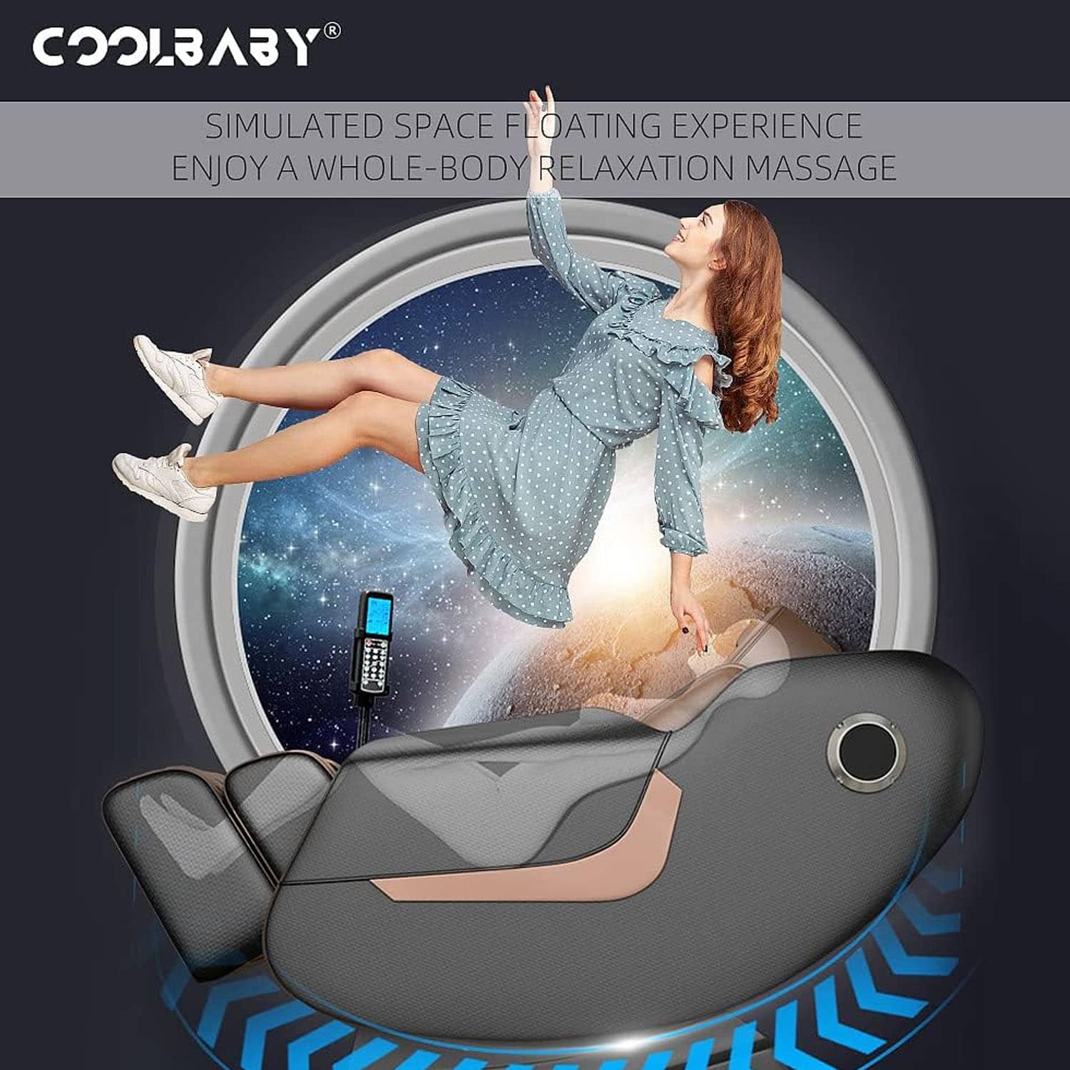 CoolBaby AMY-BK6 2D Full Body Massage Chair With Eye Massager - Black