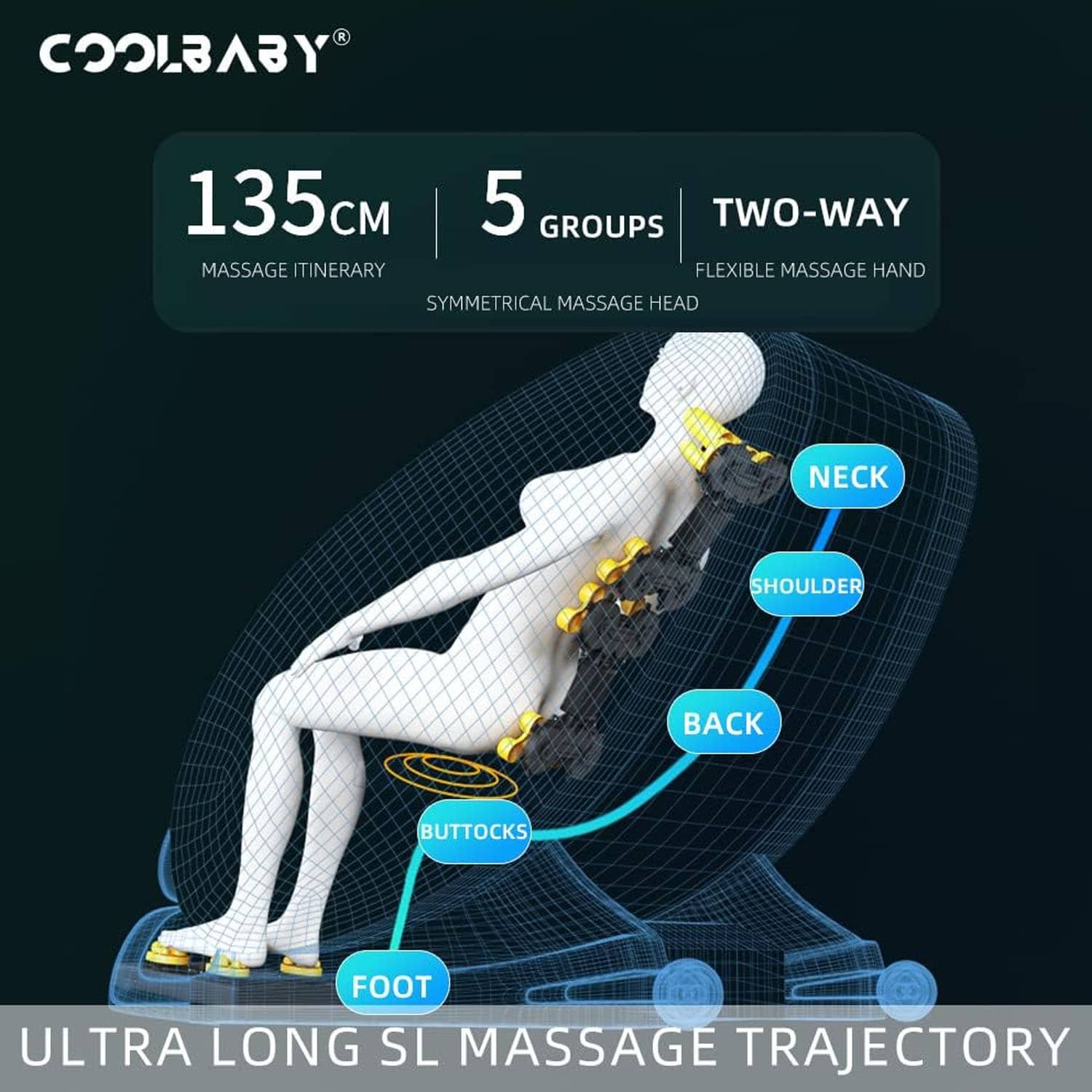 CoolBaby AMY-BK6 2D Full Body Massage Chair With Eye Massager - Black