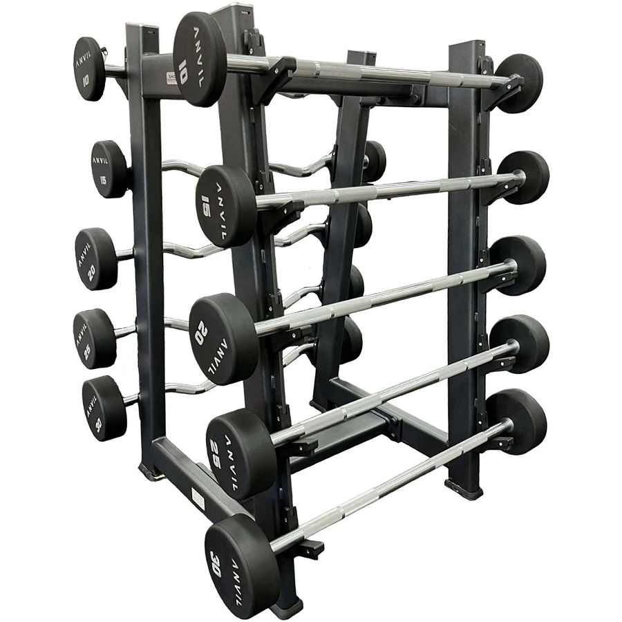 Anvil Fixed Straight & Curl Barbell With Rack