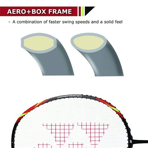 Yonex Astrox 9 Badminton Racquet Rotational Generator System| Made in Taiwan-Black/Red