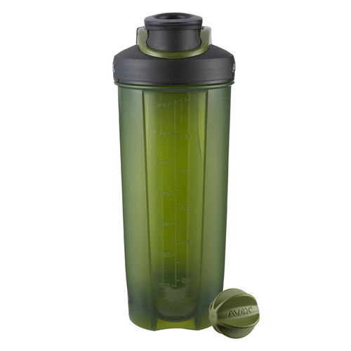 Avex Mixfit Shaker Bottle with Carabiner Clip-Olive-Black-825 ml