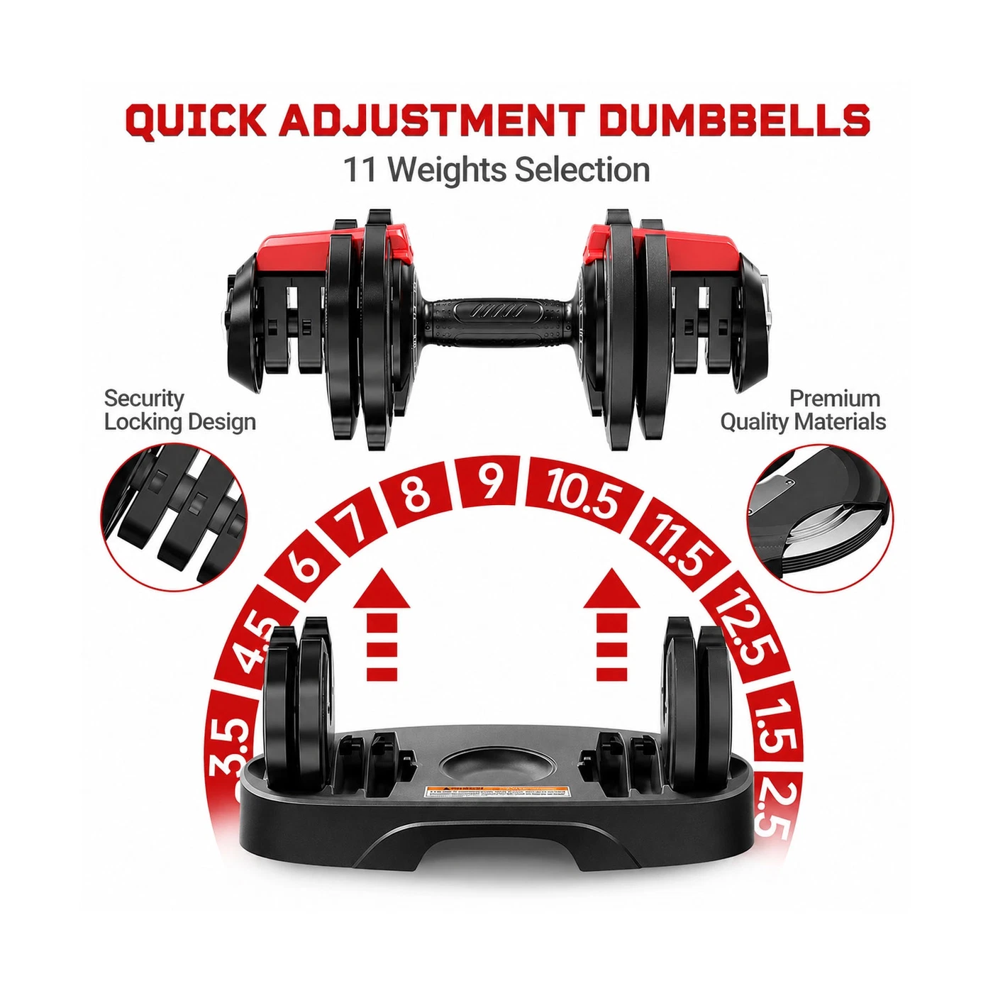 AXOX Adjustable Dumbbell Quick Weight Selection
