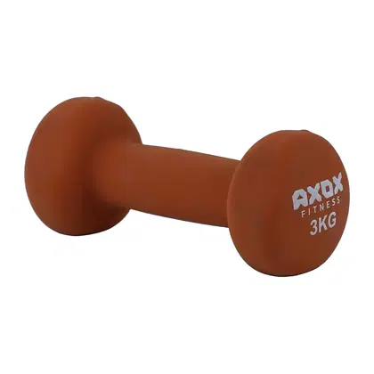 Axox Fitness Neoprene Dumbbell Pair – Anti-Slip PVC Grip, Color-Coded - 3 Kg