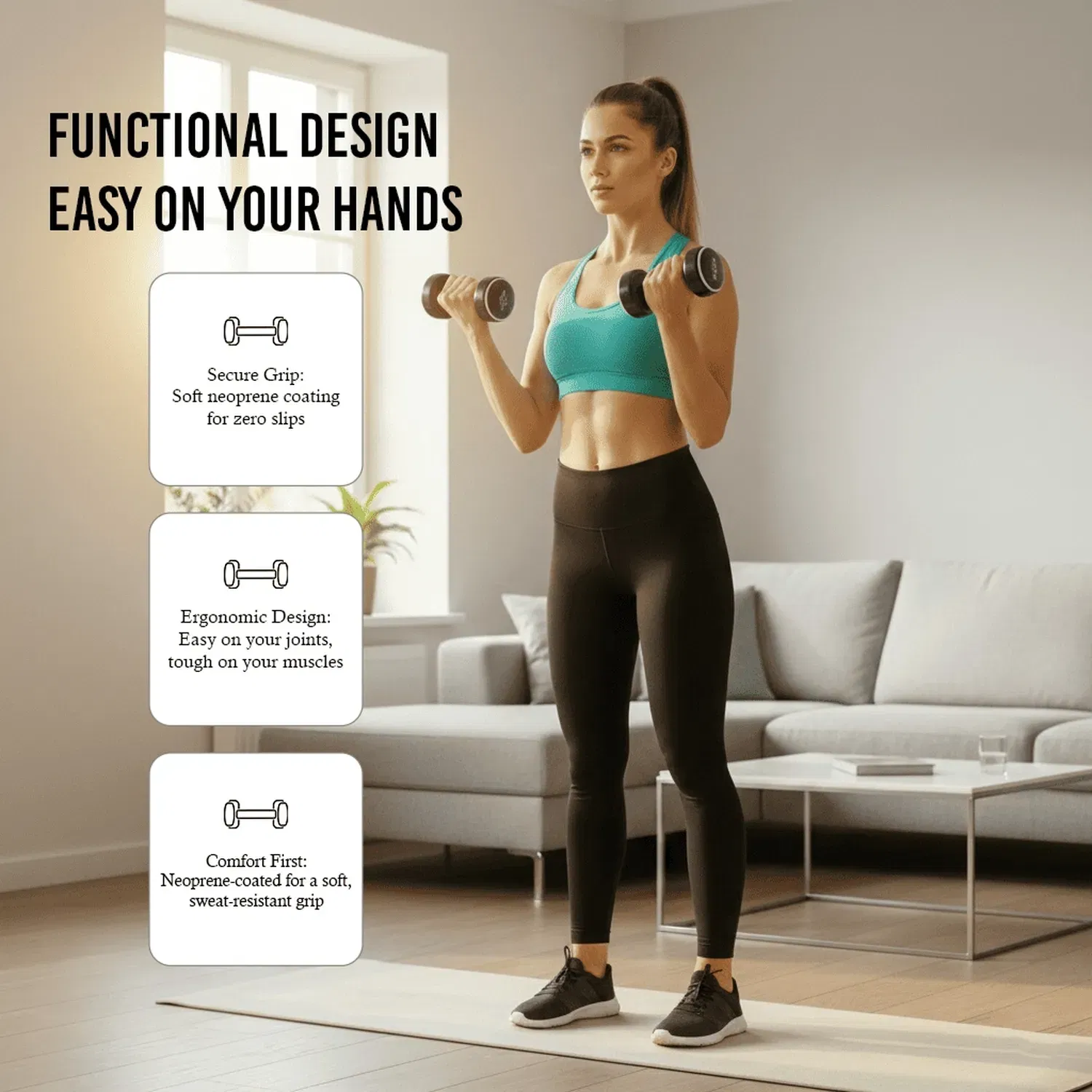 Axox Color-Coded Smart Dumbbells (Pair) - 6 Kg