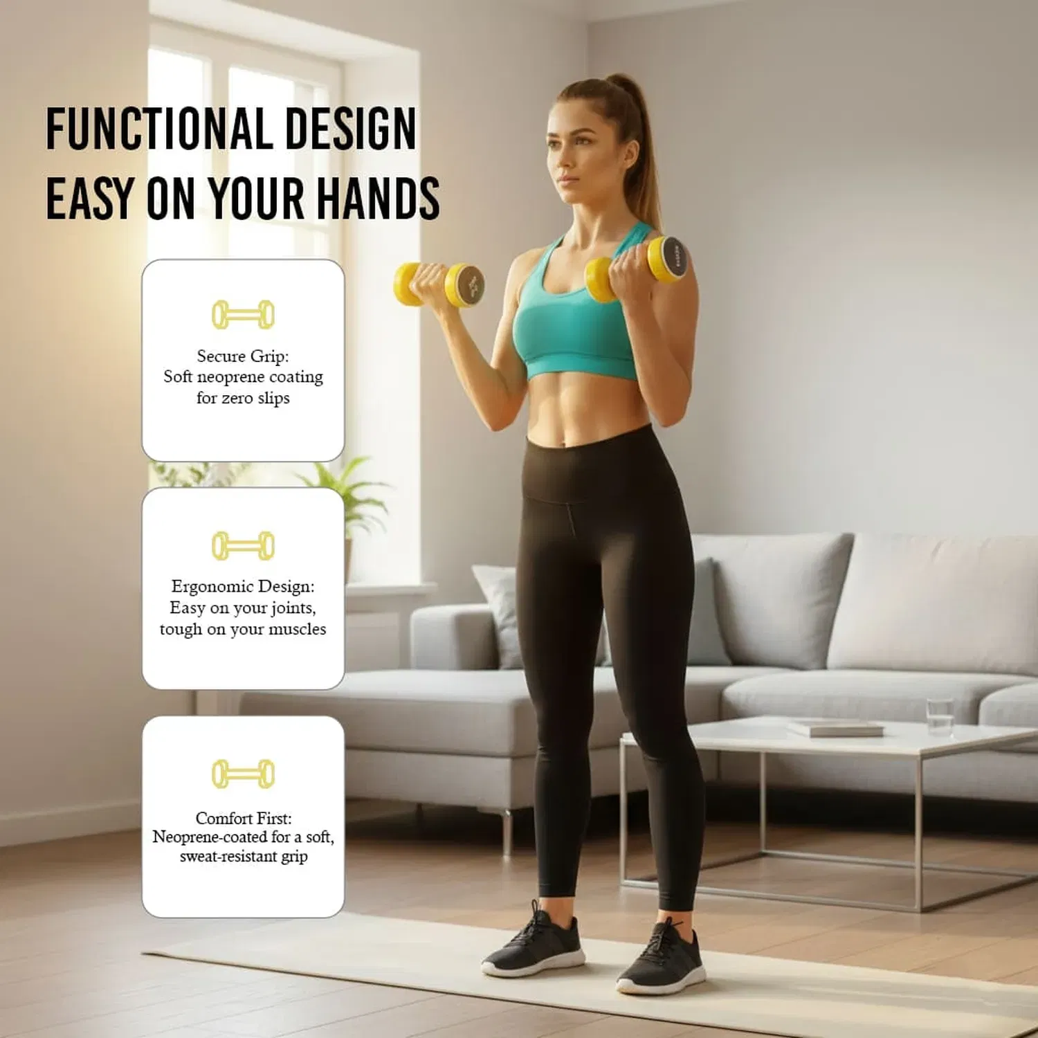 Axox Color-Coded Smart Dumbbells (Pair) - 2 Kg