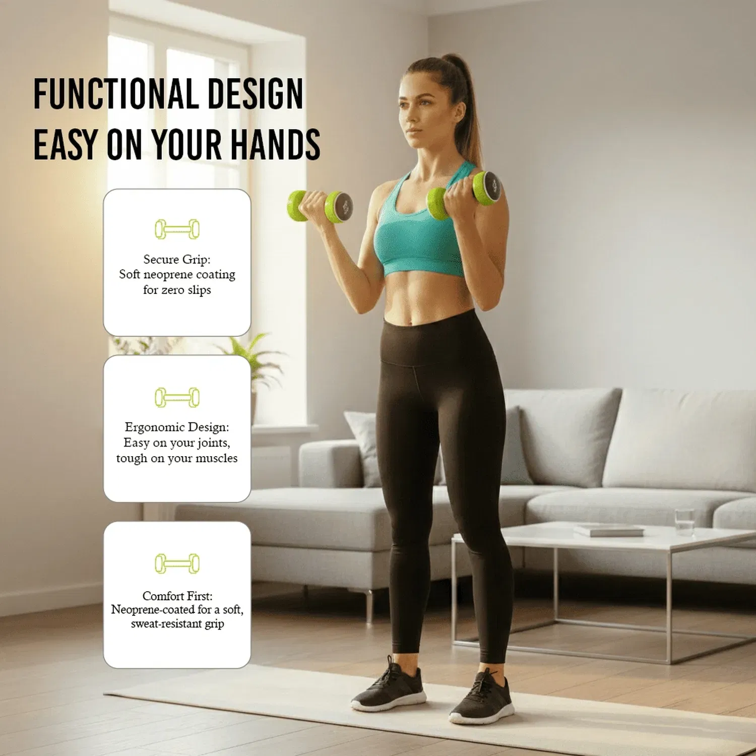 Axox Color-Coded Smart Dumbbells (Pair) - 3 Kg