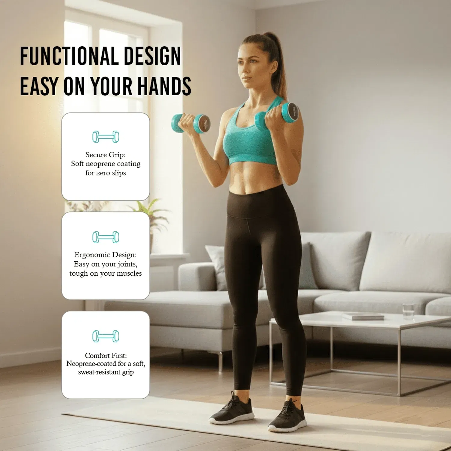 Axox Color-Coded Smart Dumbbells (Pair) - 4 Kg