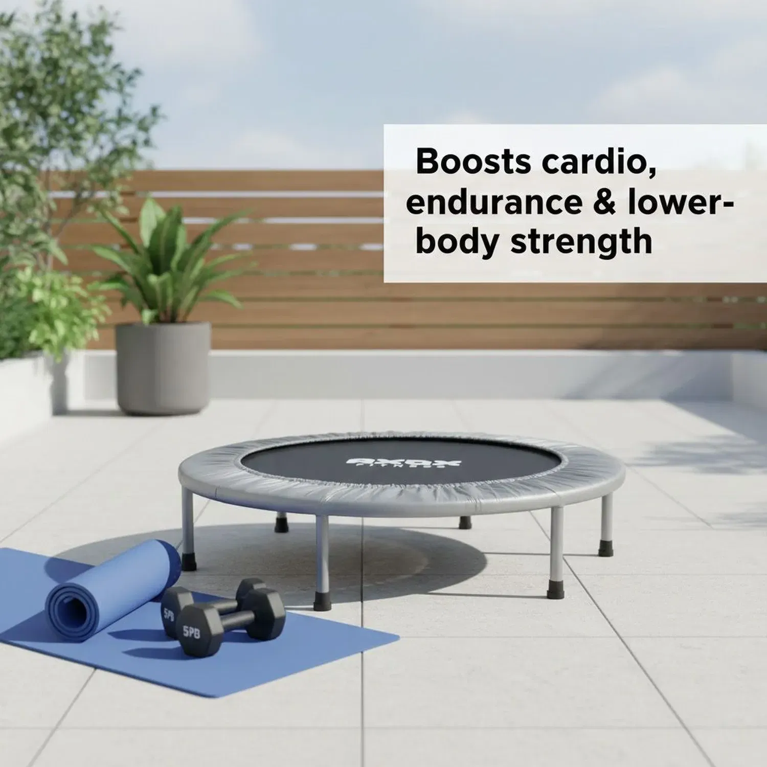 Axox 38-Inch Aerobic Fitness Bouncer Trampoline – Silver Grey