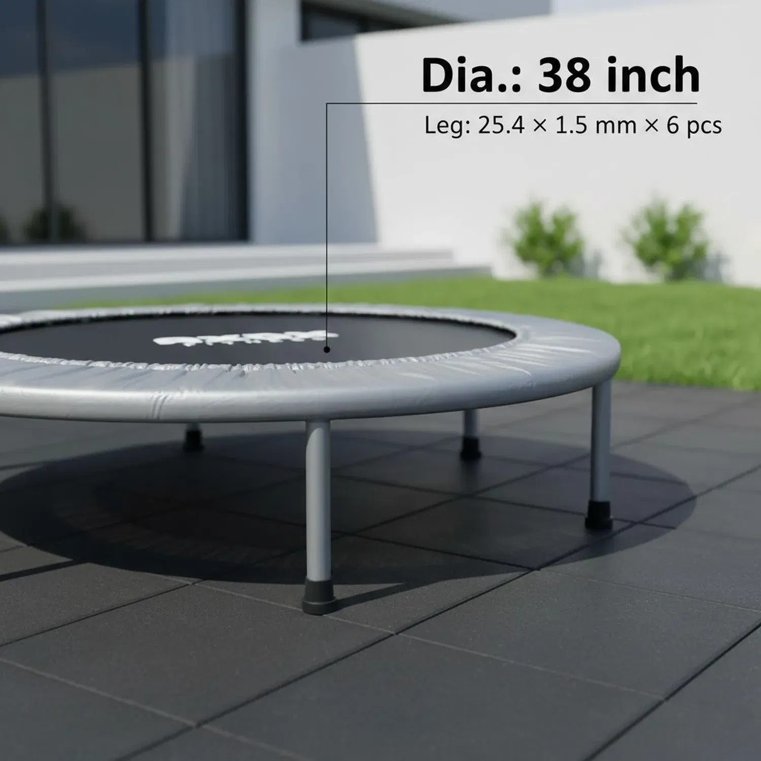 Axox 38-Inch Aerobic Fitness Bouncer Trampoline – Silver Grey